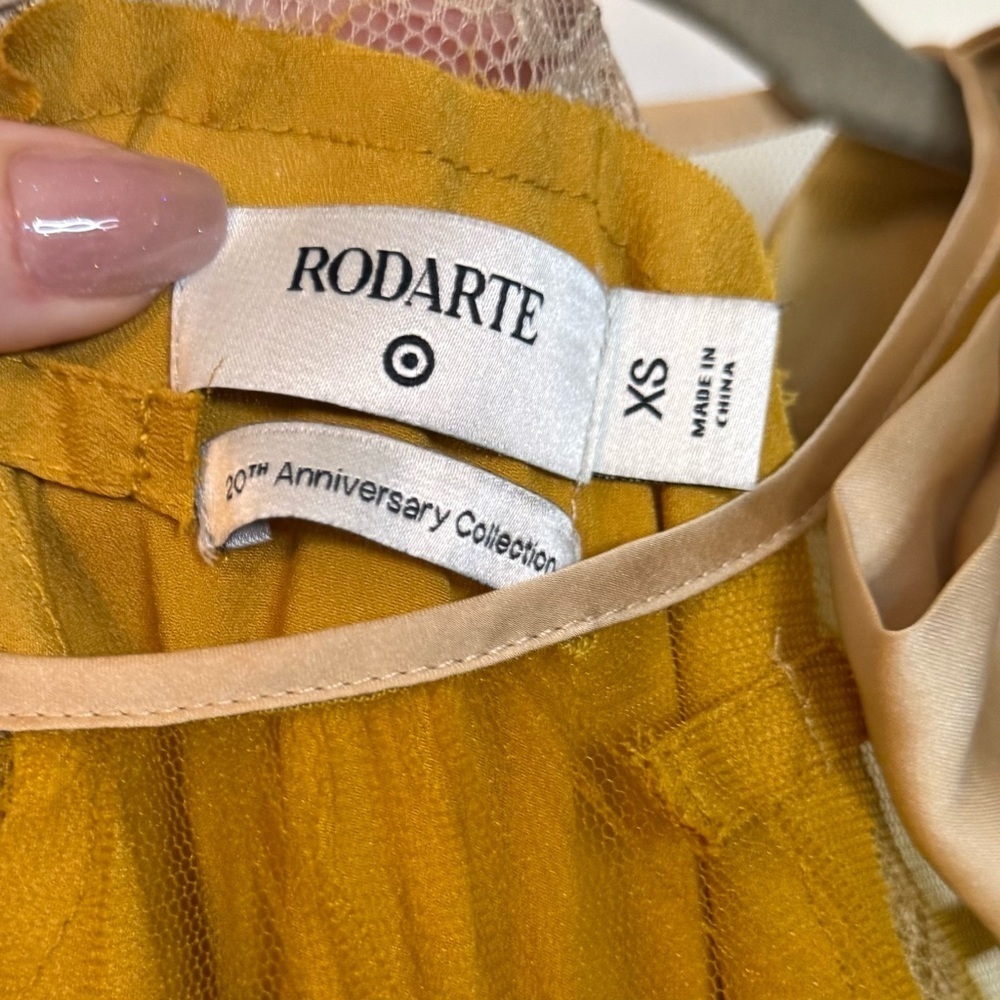 RODARTE x Target Yellow Tulle Lace Mini Slip Dress with Bow Detail- Size XS - Picture 6 of 12
